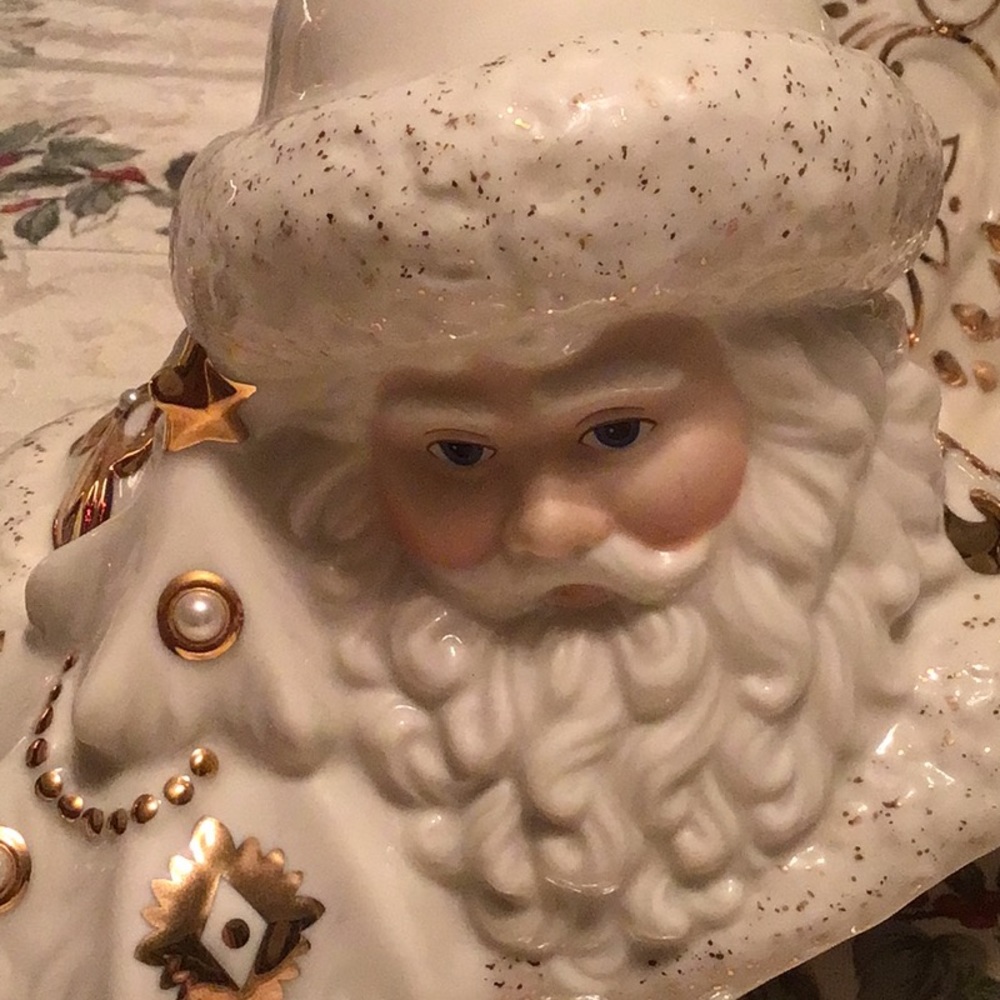 LENOX FLORENTINE AND PEARL SANTA COOKIE JAR A VERY RARE FIND - Picture 9 of 9